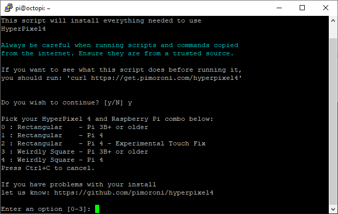 Pick HyperPixel option