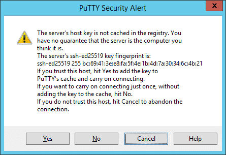 PuTTY Security alert