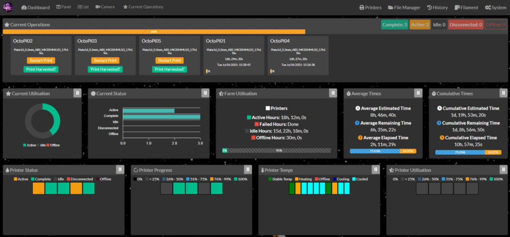 OctoFarm dashboard