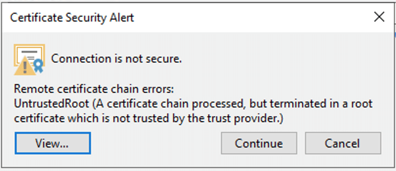 VBR Certificate Warning