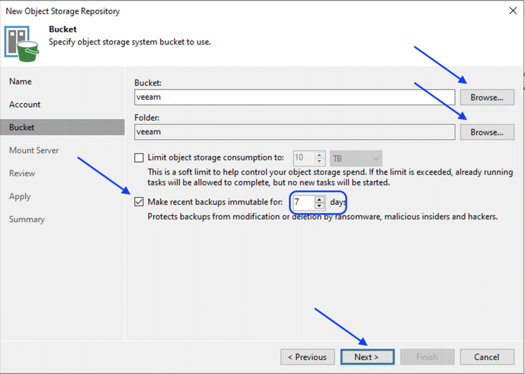 VBR Bucket Settings